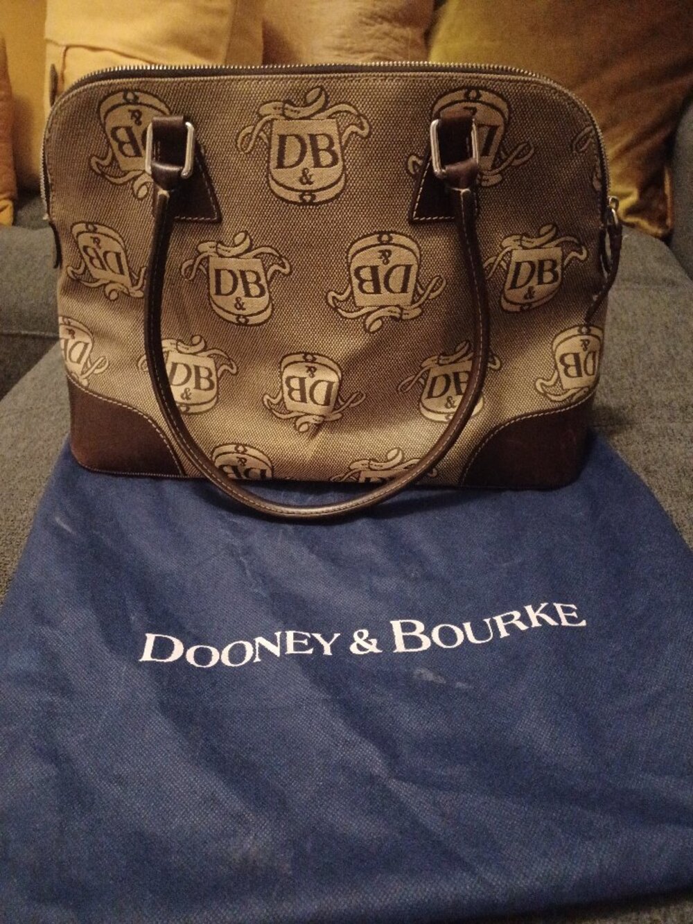 Vintage Dooney and Bourke Donegal Crest Domed Satchel & Dust Bag